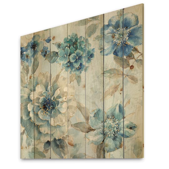 Designart - Indigold Watercolor Lovely bird IV - Farmhouse Print on Natural Pine Wood
